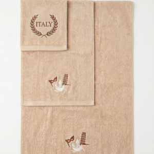 Elegancki Zestaw Ręczników z Haftem 3 szt. 100% Bawełna (70x140, 50x90, 30x50)