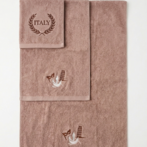 Elegancki Zestaw Ręczników z Haftem 3 szt. 100% Bawełna (70x140, 50x90, 30x50)