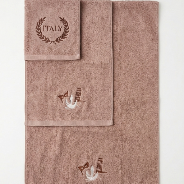 Elegancki Zestaw Ręczników z Haftem 3 szt. 100% Bawełna (70x140, 50x90, 30x50)