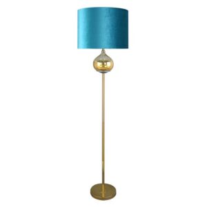 Lampa Dekoracyjna, Stojąca, z Welwetowym Abażurem Turkusowy (02)
