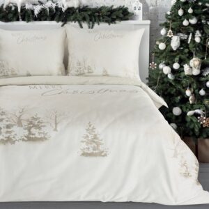 Świąteczny Komplet Pościeli Snowflake Beżowy