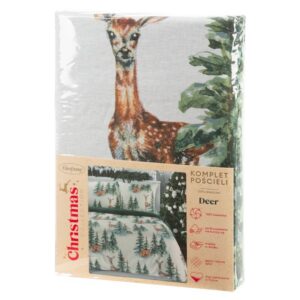 Świąteczny Komplet Pościeli Deer Biały