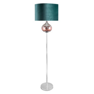Lampa Dekoracyjna, Stojąca, z Welwetowym Abażurem Szałwiowy (02)