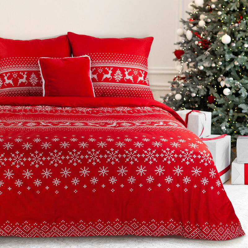 Komplet Pościeli Światecznej Noel02 Czerwony (02)